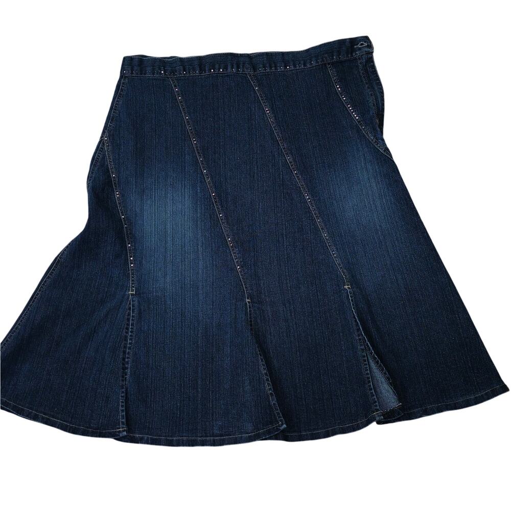 Vintage Midi Skirt Blue Jean Western Cowboy Size 20
